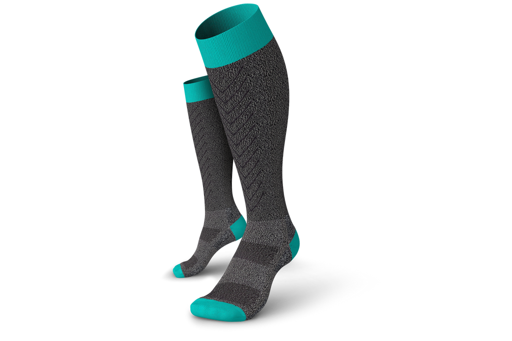 INCYLENCE RENEWED COMPRESSION V2 DARK GREY CYAN Kompressionssocken INCYLENCE