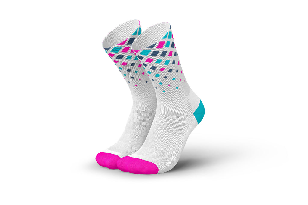 INCYLENCE RUNNING CRYSTALS WHITE PINK CYAN Socks INCYLENCE