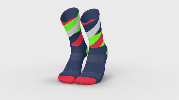 INCYLENCE RUNNING LOOPS NAVY GREEN INFERNO Socks INCYLENCE