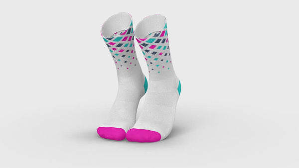 INCYLENCE RUNNING CRYSTALS WHITE PINK CYAN Socks INCYLENCE