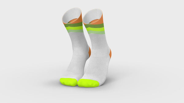 incylence running socks high-cut grades bunte sportsocken in weiß, orange, neon-gelb