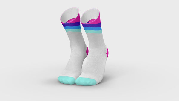 incylence running socks high-cut grades bunte sportsocken in weiß, pink, blau
