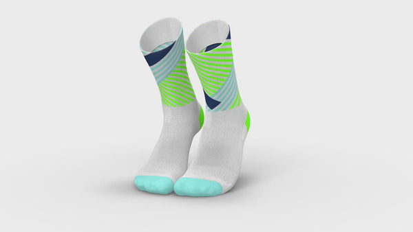 incylence ultralight socks high-cut overlays bunte sportsocken in weiß, mint, neon-grün