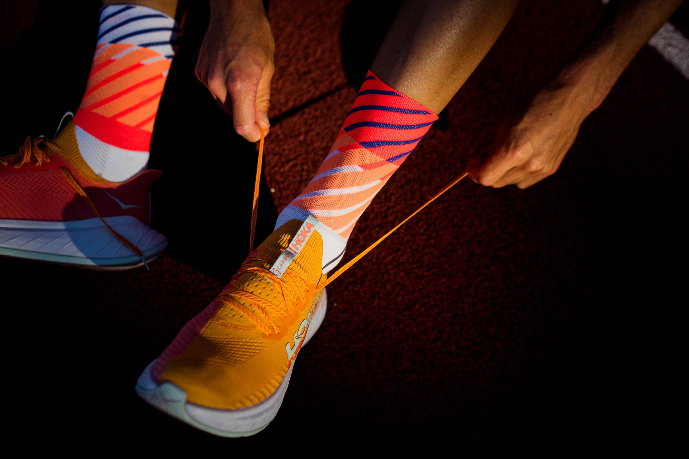 High-Cut Running Socks INCYLENCE – Inferno Diagonals Official INCYLENCE Store | Orange Performance Socks